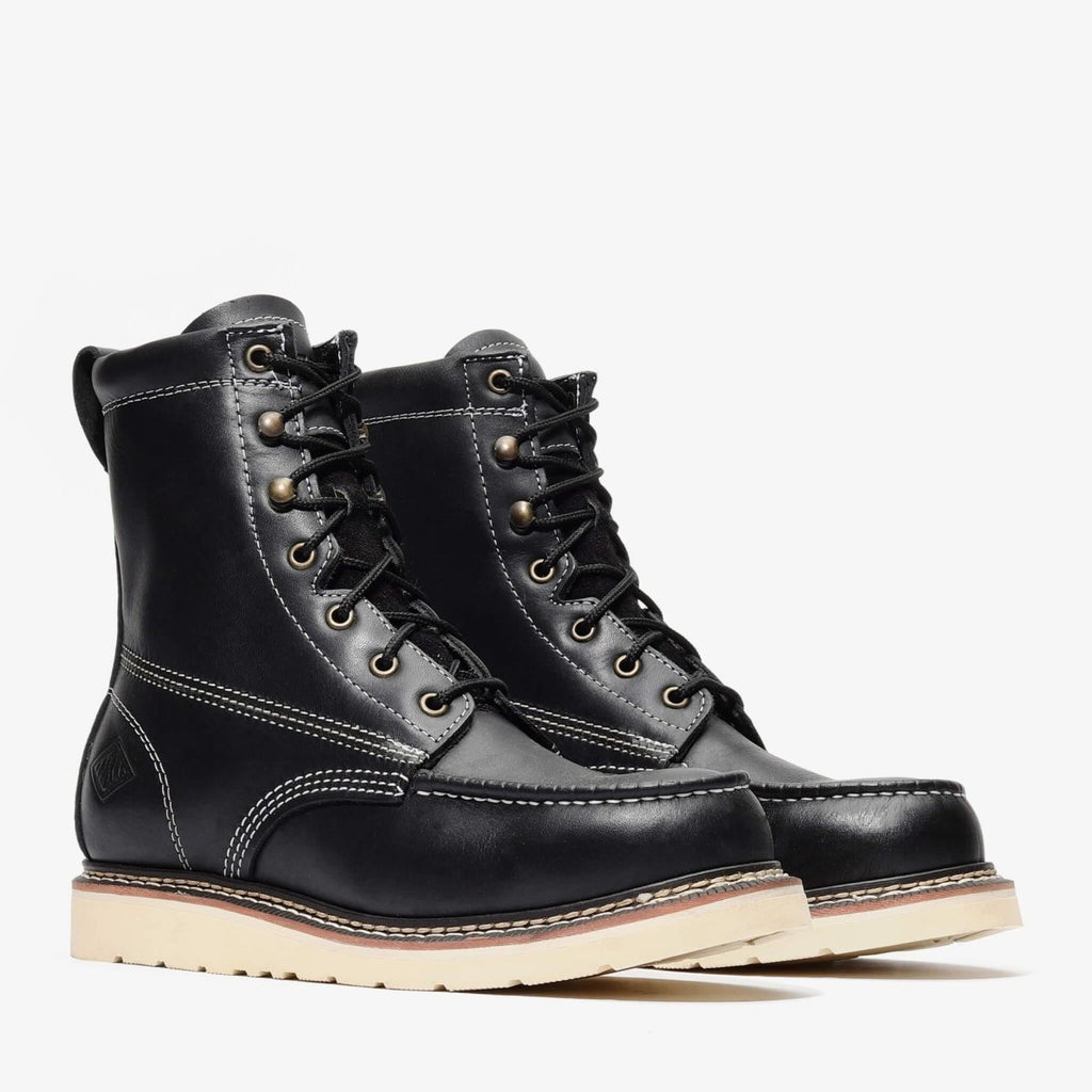 Bonanza Frontier Classic 8” Moc Toe Work Boot – Black - OriginalWestern.com