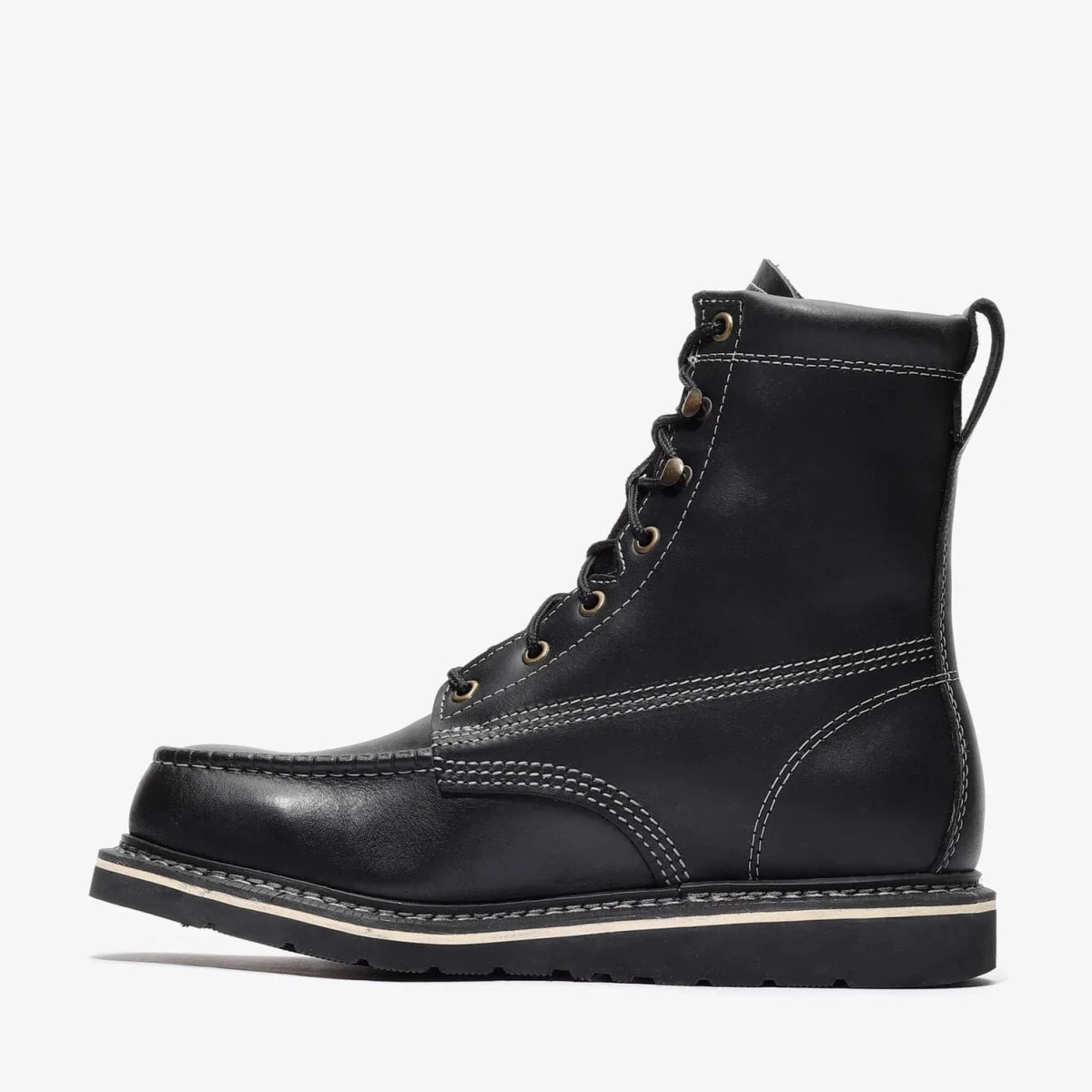 Bonanza Frontier Classic 8” Moc Toe Work Boot – Black - OriginalWestern.com