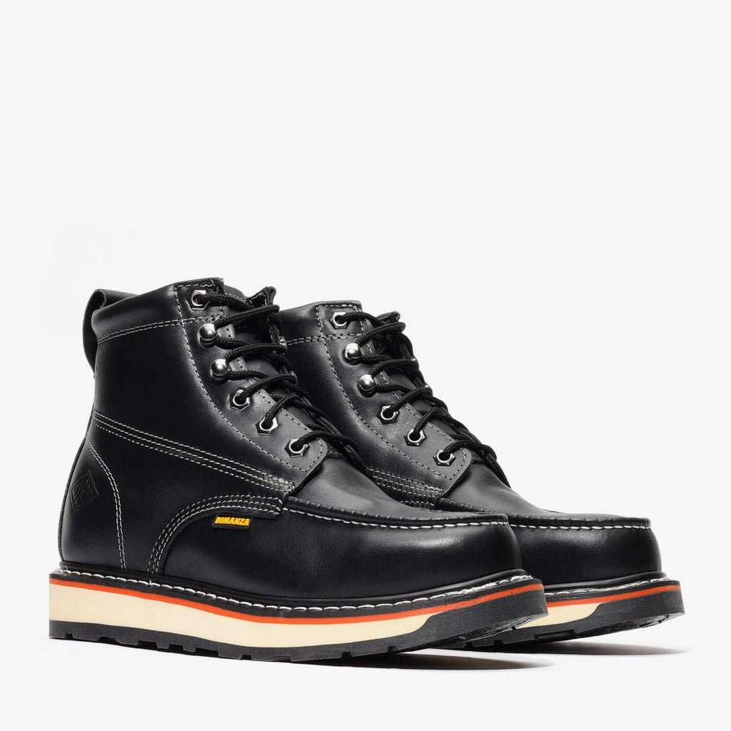 Bonanza Frontier Dual 6” Moc Toe Steel Toe – Black - OriginalWestern.com