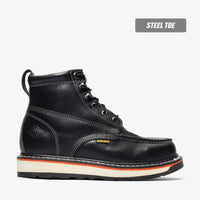 Bonanza Frontier Dual 6” Moc Toe Steel Toe – Black - OriginalWestern.com