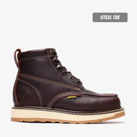 Bonanza Frontier Dual 6” Moc Toe Steel Toe – Burgundy - OriginalWestern.com