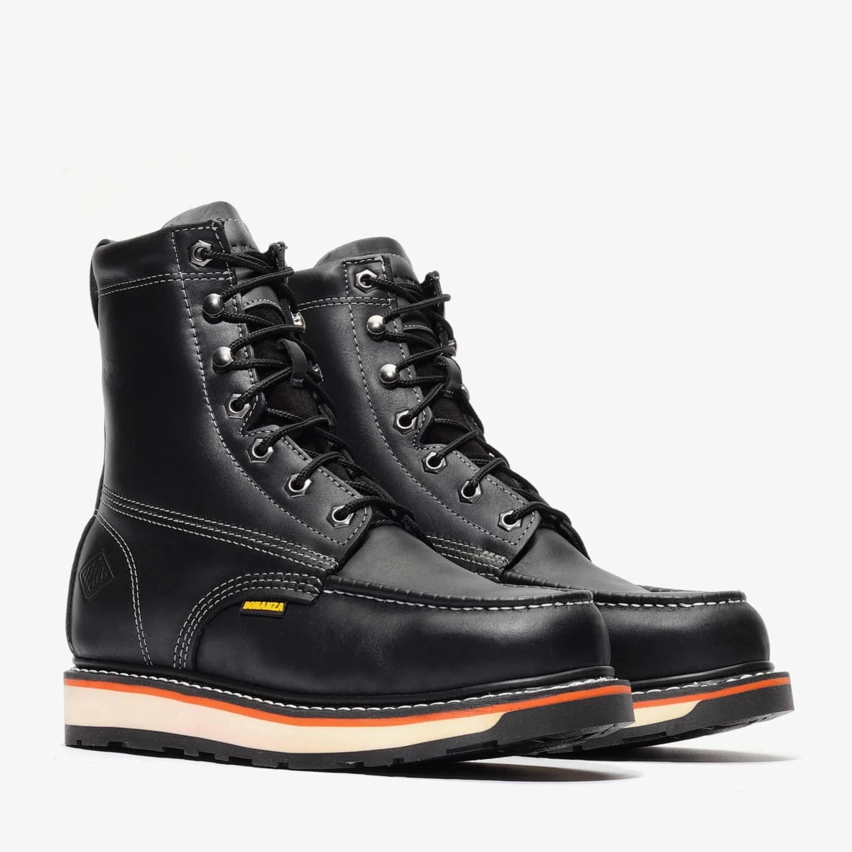 Bonanza Frontier Dual 8” Moc Toe Steel Toe Work Boot – Black - OriginalWestern.com