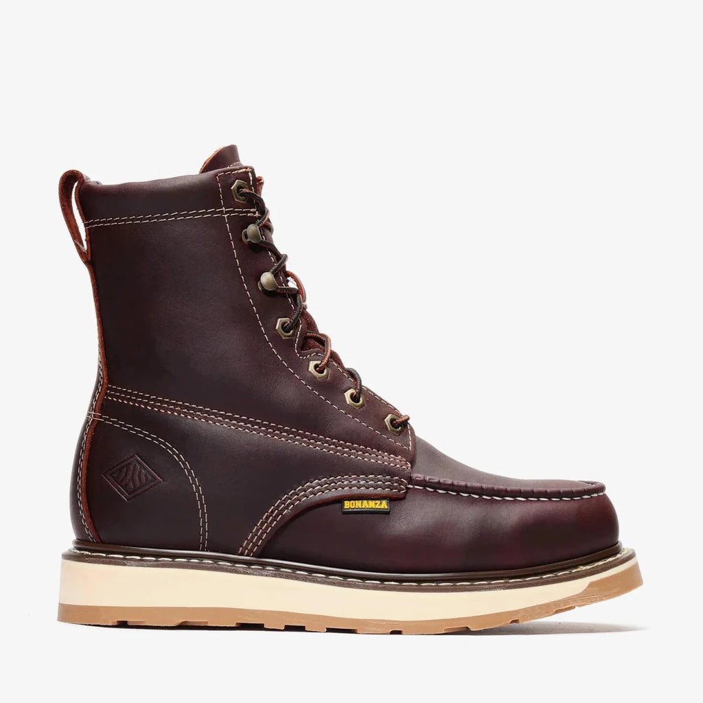 Bonanza Frontier Dual 8” Moc Toe Work Boot – Burgundy - OriginalWestern.com