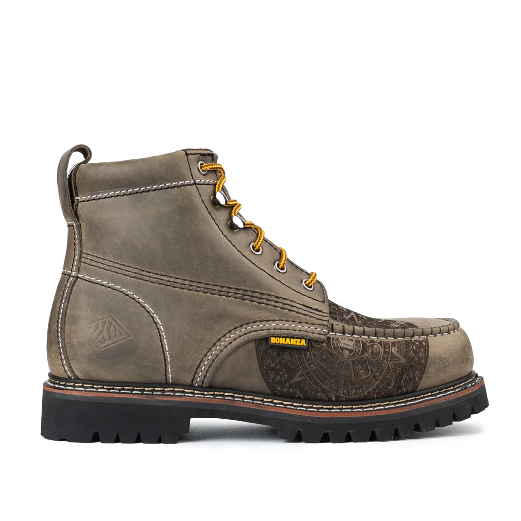 Bonanza Heritage Aztec 6” Moc Toe Slip-Resistant Lightweight Work Boots - Gray - OriginalWestern.com