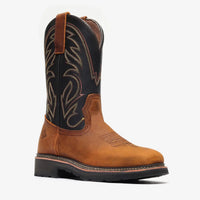 Bonanza Rancher Grit 12” Steel Toe Wellington Work Boot – Dark Brown/Black - OriginalWestern.com