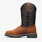 Bonanza Rancher Grit 12” Steel Toe Wellington Work Boot – Dark Brown/Black - OriginalWestern.com