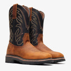 Bonanza Rancher Grit 12” Steel Toe Wellington Work Boot – Dark Brown/Black - OriginalWestern.com