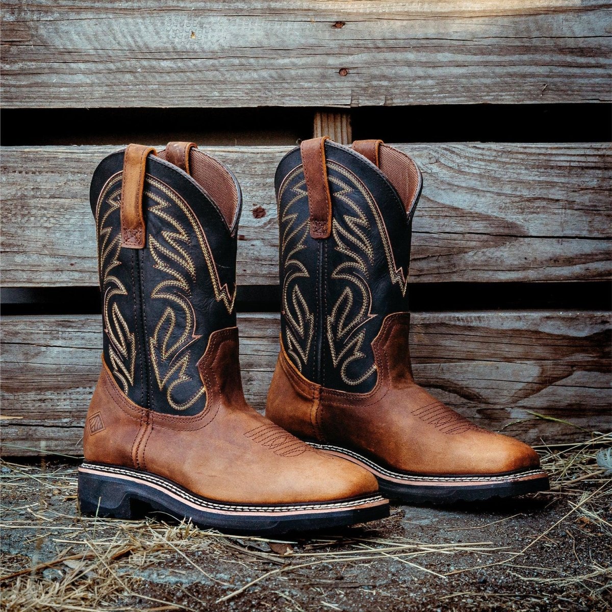 Bonanza Rancher Grit 12” Steel Toe Wellington Work Boot – Dark Brown/Black - OriginalWestern.com