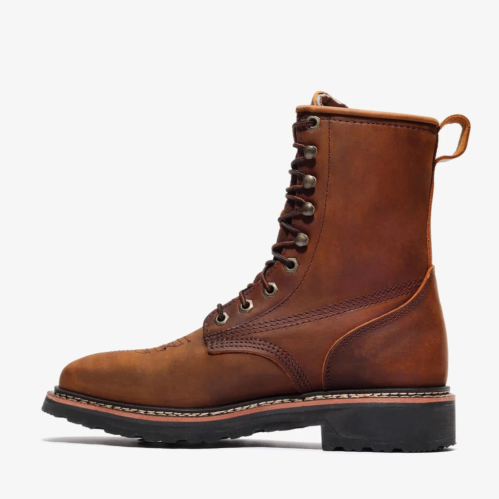Bonanza Rancher Grit 8” Square Toe Lacer Work Boot – Crazy Brown - OriginalWestern.com