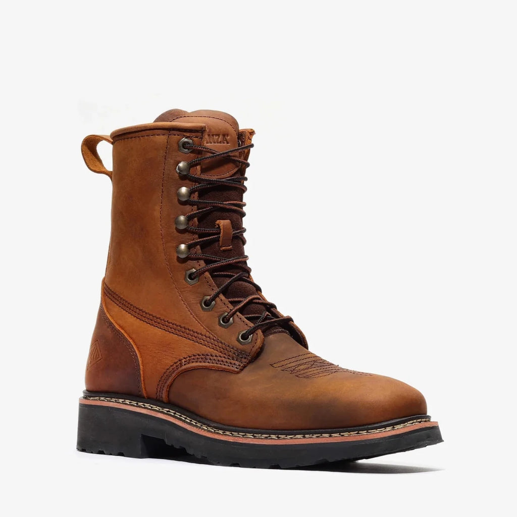 Bonanza Rancher Grit 8” Square Toe Lacer Work Boot – Crazy Brown - OriginalWestern.com