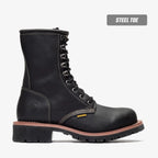 Bonanza Sierra 9” Logger Steel Toe Work Boot – Black - OriginalWestern.com