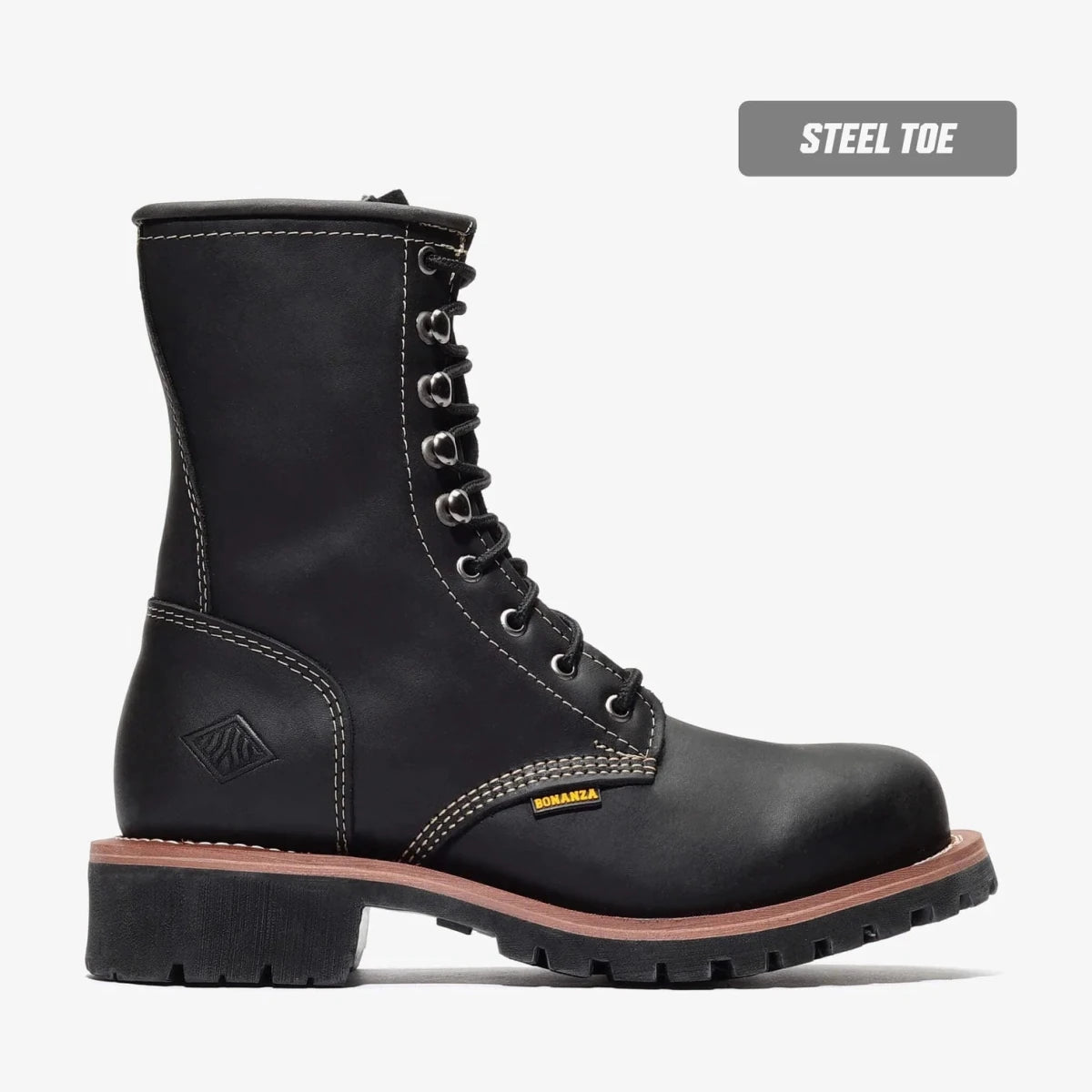 Bonanza Sierra 9” Logger Steel Toe Work Boot – Black - OriginalWestern.com