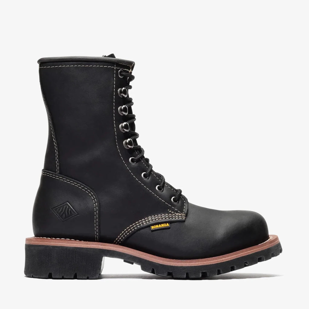 Bonanza Sierra 9” Logger Work Boot – Black - OriginalWestern.com