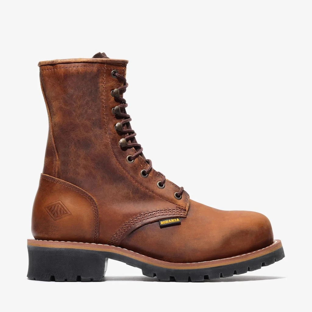 Bonanza Sierra 9” Logger Work Boot – Brown - OriginalWestern.com