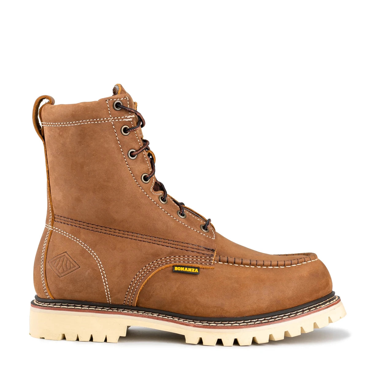 Bonanza Summit 8" Insulated Moc Toe (Steel Toe) Work Boots - Crazy Brown - OriginalWestern.com
