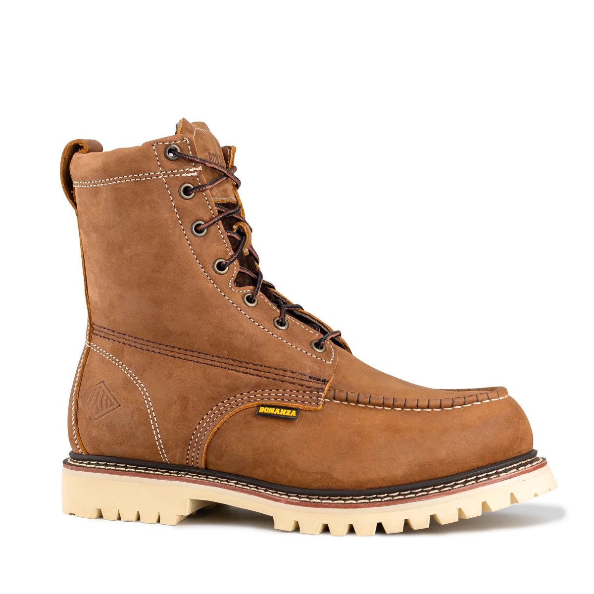 Bonanza Summit 8" Insulated Moc Toe (Steel Toe) Work Boots - Crazy Brown - OriginalWestern.com