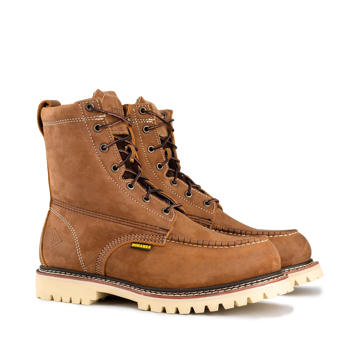 Bonanza Summit 8" Insulated Moc Toe (Steel Toe) Work Boots - Crazy Brown - OriginalWestern.com