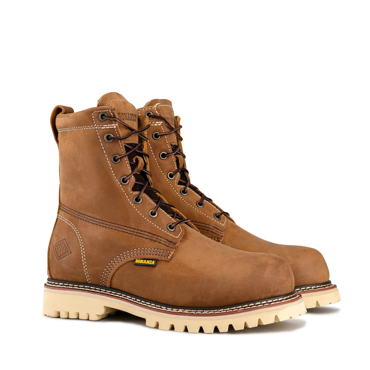 Bonanza Summit 8" Insulated Plain Toe Work Boots - Crazy Brown - OriginalWestern.com