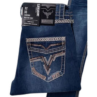 Men's Boot Cut Western Jeans – Stretch Denim Cowboy Pants - Blue Modern 1866