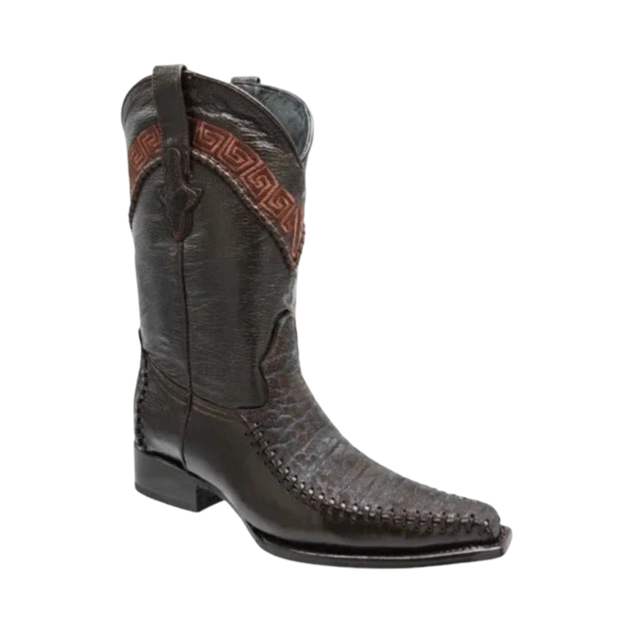 White Diamonds Men's Bull Neck Leather European Toe Cowboy Boots – Brown