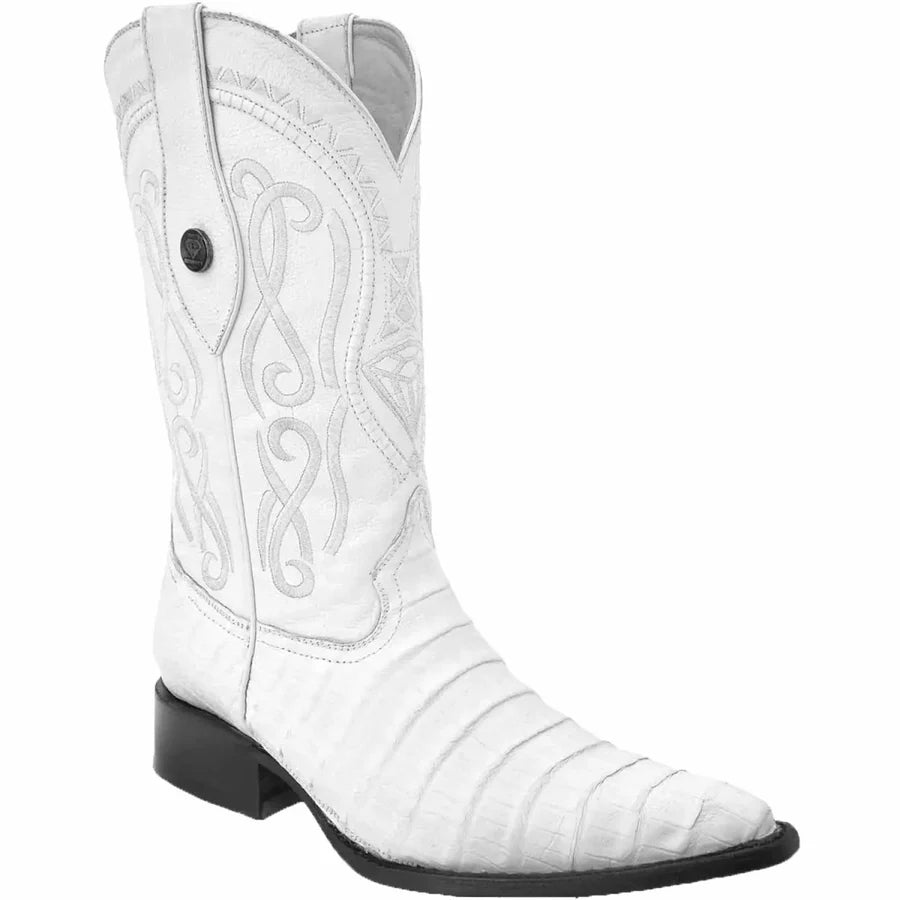 White Diamonds Men's Genuine Crocodile Caiman Skin 3X Toe Cowboy Boots – White