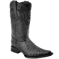 White Diamonds Men's Genuine Crocodile Caiman Skin 3X Toe Cowboy Boots – Black