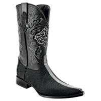 White Diamonds Men's Genuine Stingray Snip Toe Cowboy Boots – Black