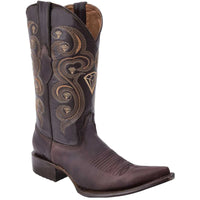 White Diamonds Men's Crazy Leather 3X Toe Cowboy Boots – Brown
