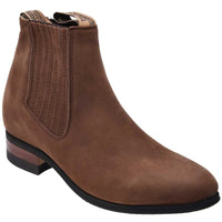 White Diamonds Men's Nubuck Round Toe Charro Ankle Boots – Brown