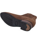 White Diamonds Men's Nubuck Round Toe Charro Ankle Boots – Brown