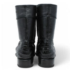 White Diamonds Men's Genuine Caiman Belly Short Cowboy Boots with Zipper – Black