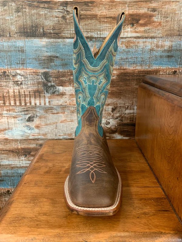 Boulet Men's Broad Square Toe Western Boots Golden & Turquoise - OriginalWestern.com