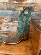 Boulet Men's Broad Square Toe Western Boots Golden & Turquoise - OriginalWestern.com
