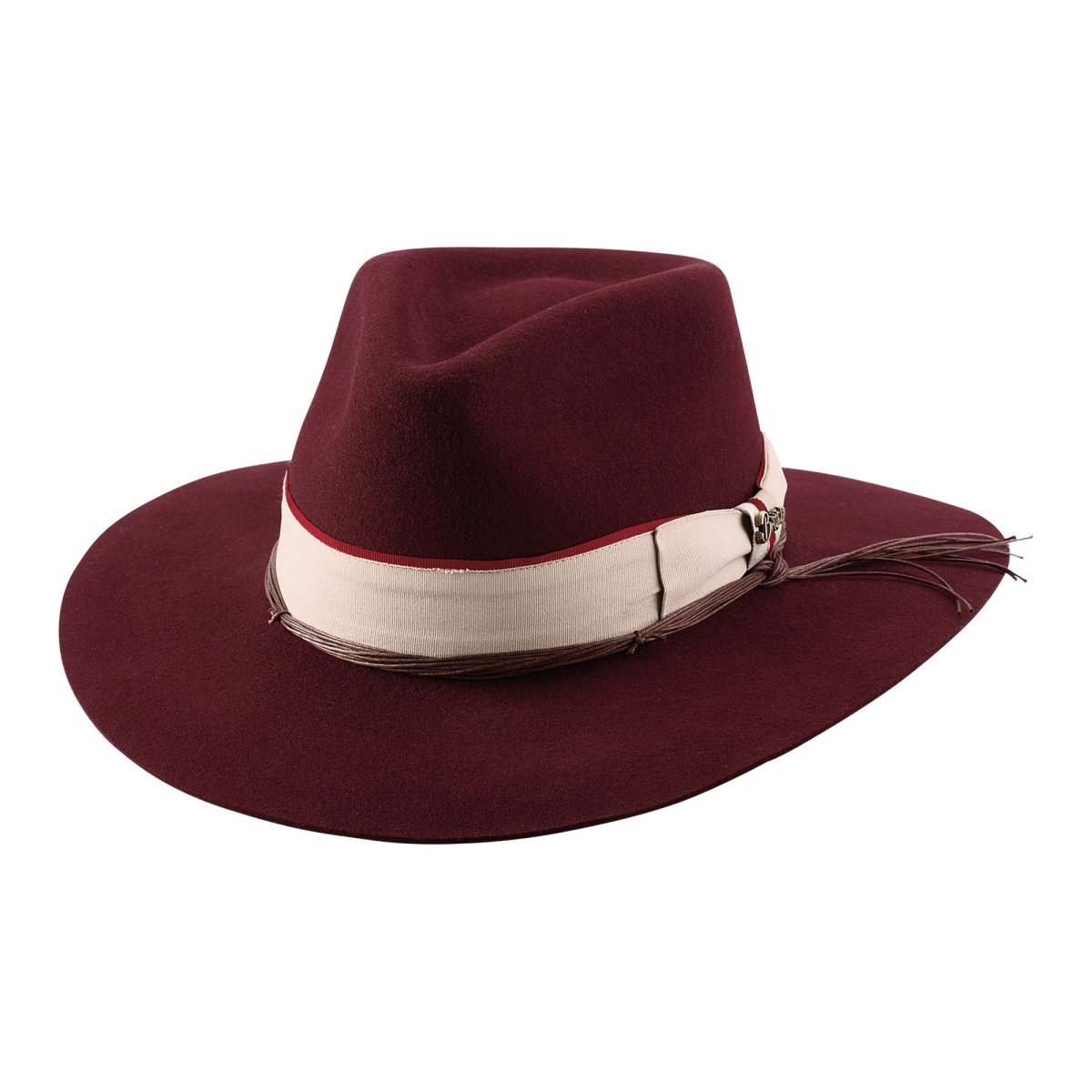 Brittoli CARTE BLANCHE Premium Wool Felt Fedora - Wine - OriginalWestern.com