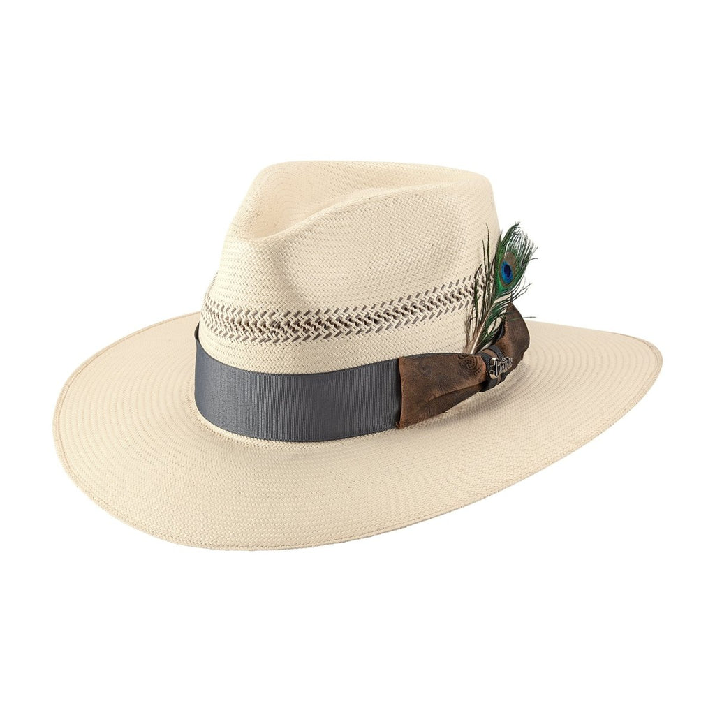 Brittoli MEDITERRANEAN Genuine Shantung Panama Straw Fedora - OriginalWestern.com
