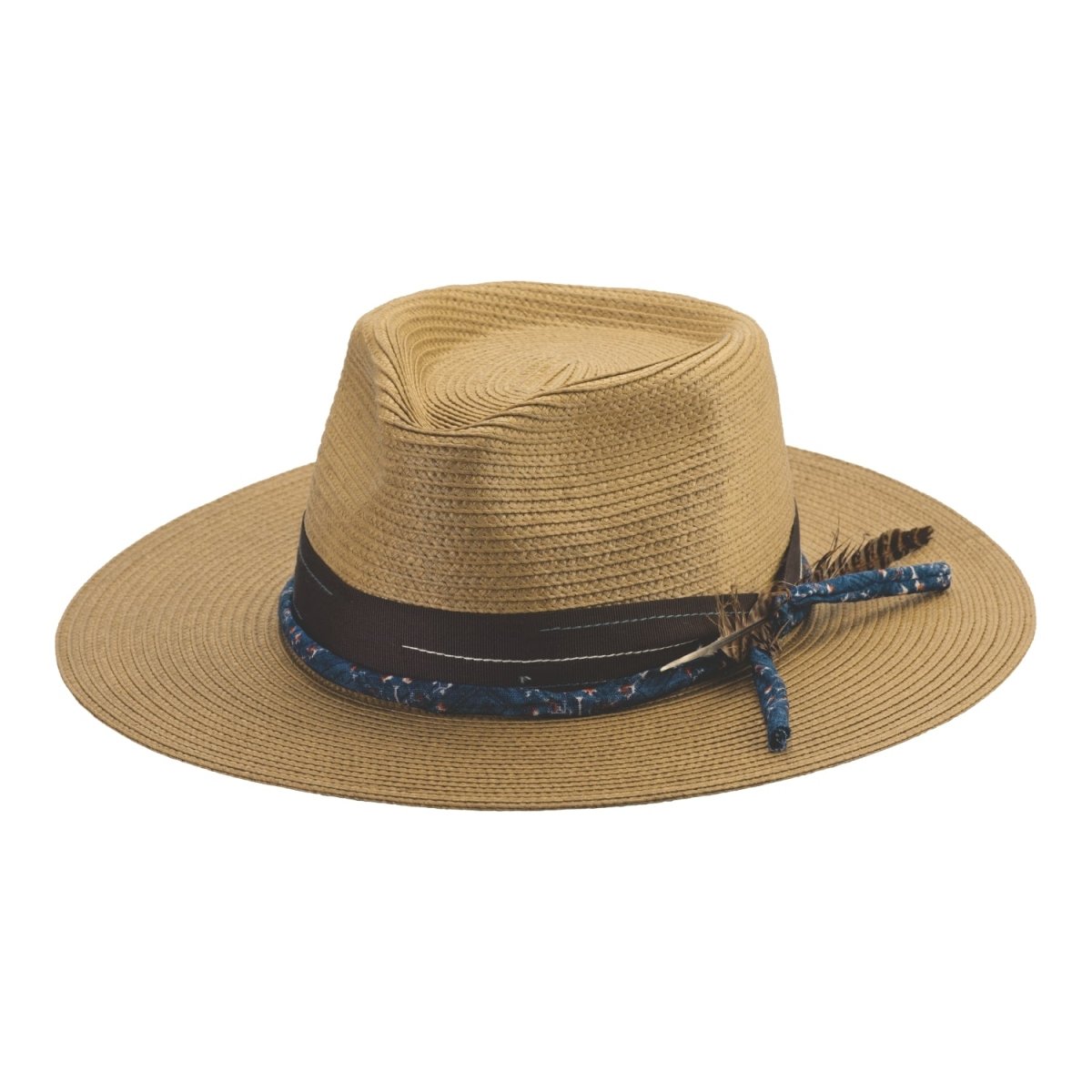 Brittoli PALERMO Paper Braid Straw Fedora - Pecan - OriginalWestern.com
