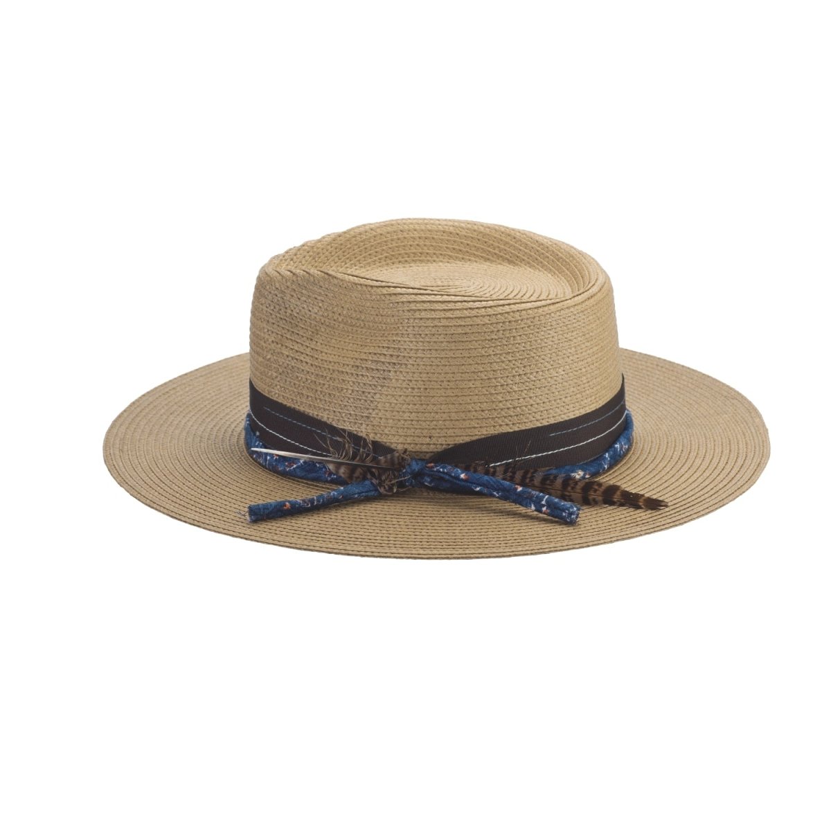 Brittoli PALERMO Paper Braid Straw Fedora - Pecan - OriginalWestern.com