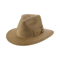 Brittoli SAHARA Genuine Panama Straw Fedora - Pecan - OriginalWestern.com