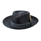 Brittoli STAMFORD Genuine Panama Straw Fedora - Black - OriginalWestern.com