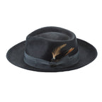 Brittoli STAMFORD Genuine Panama Straw Fedora - Black - OriginalWestern.com