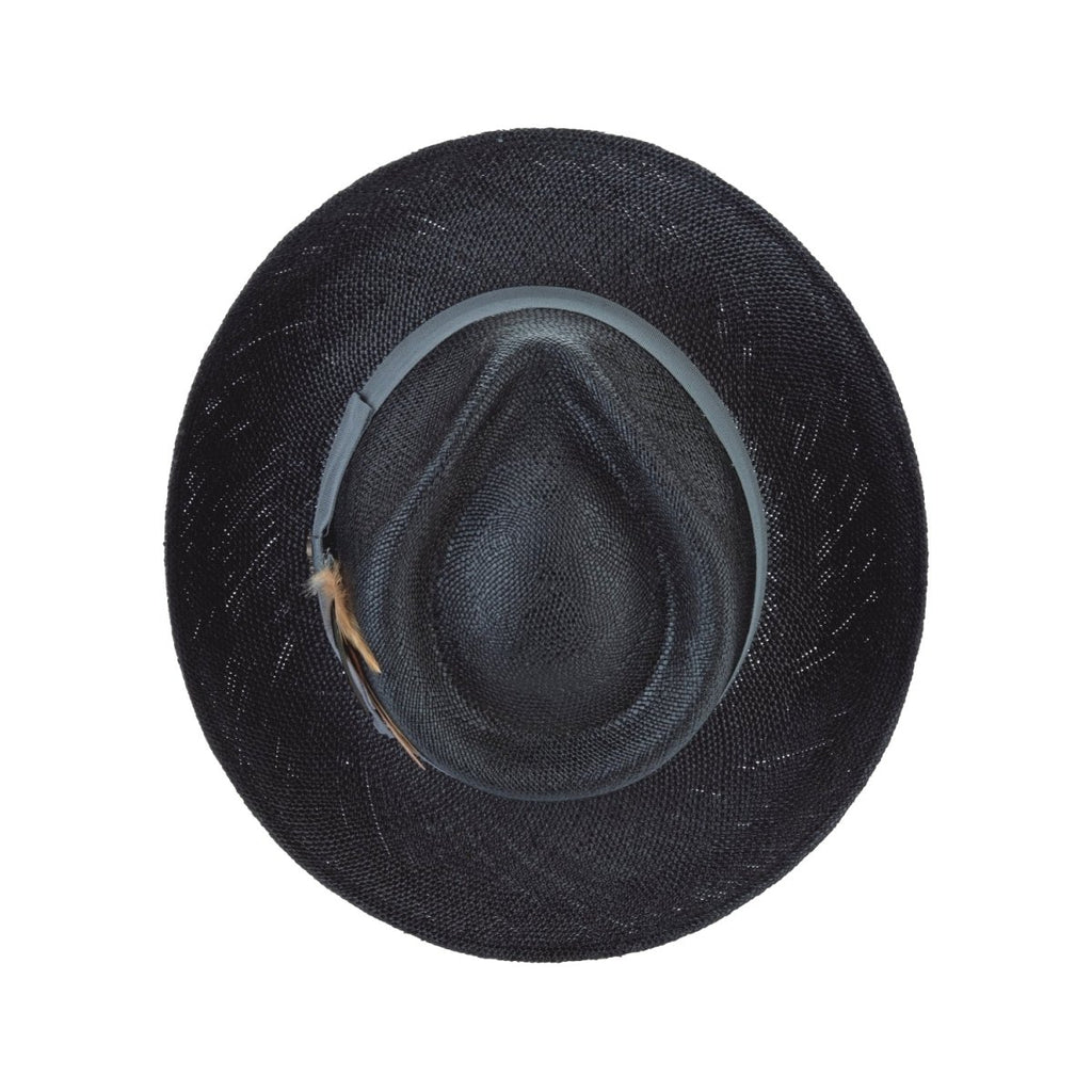 Brittoli STAMFORD Genuine Panama Straw Fedora - Black - OriginalWestern.com