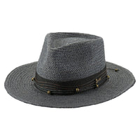 Brittoli WORDS & FEELINGS Braided Raffia Straw Fedora - Dark Gray - OriginalWestern.com