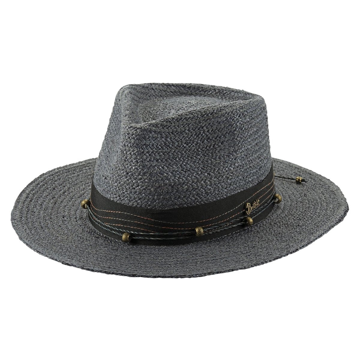 Brittoli WORDS & FEELINGS Braided Raffia Straw Fedora - Dark Gray - OriginalWestern.com