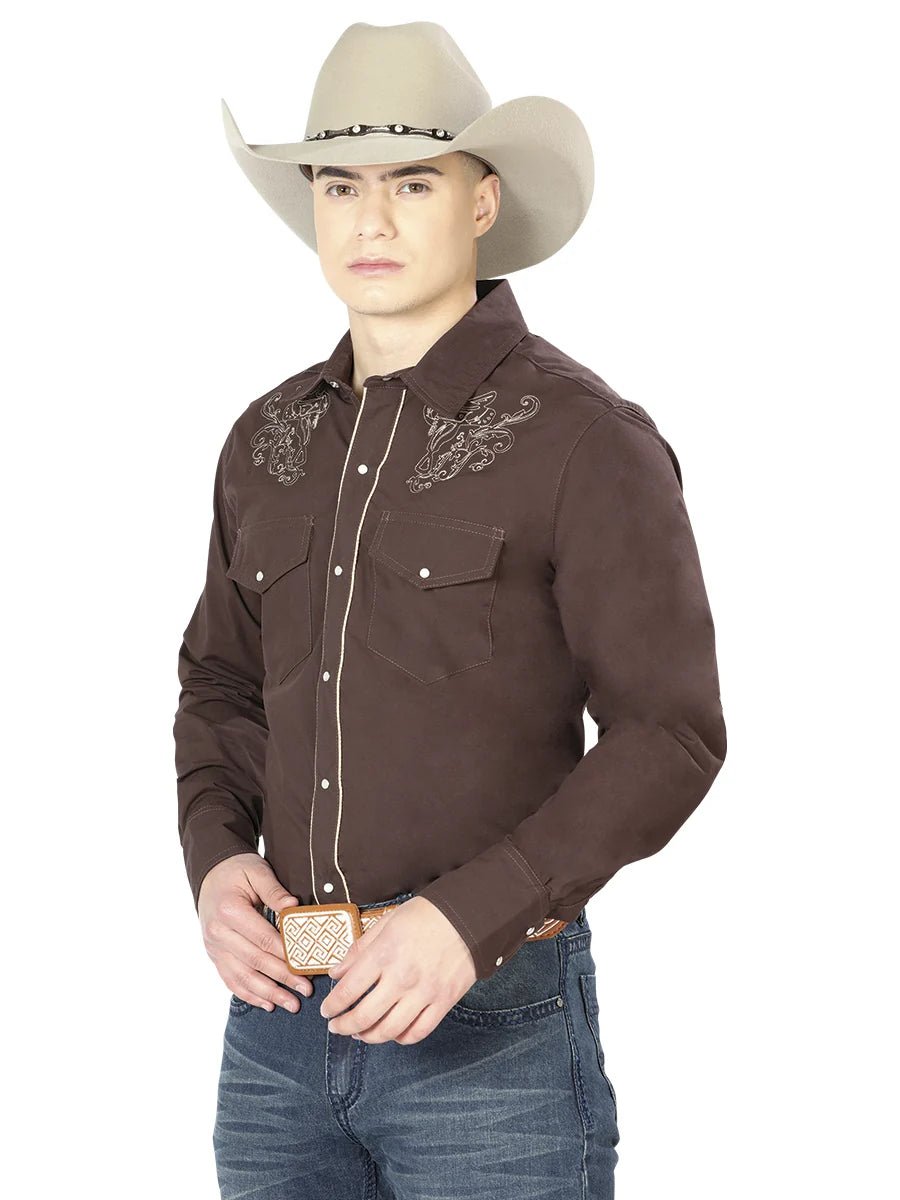 Brown Western Long Sleeve Shirt 42953 - OriginalWestern.com
