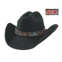 Bulhide ON PURPOSE 8006 Black Premiun Wool Cowboy Hat 3 7/8" Brim Fashin Felt - OriginalWestern.com