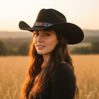 Bulhide ON PURPOSE 8006 Black Premiun Wool Cowboy Hat 3 7/8" Brim Fashin Felt - OriginalWestern.com