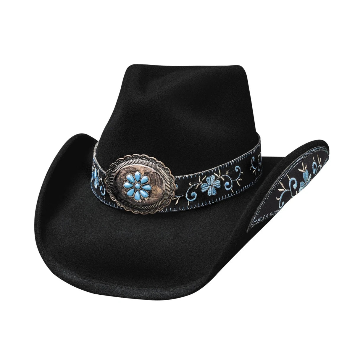 Bullhide ALL FOR GOOD Black Blue Western Cowboy Hat Premium Wool 3 3/4" Brim - OriginalWestern.com