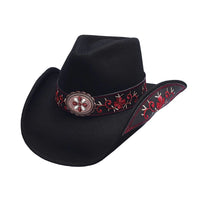 Bullhide ALL FOR GOOD Black/Red Western Cowboy Hat Premium Wool 3 3/4" Brim - OriginalWestern.com