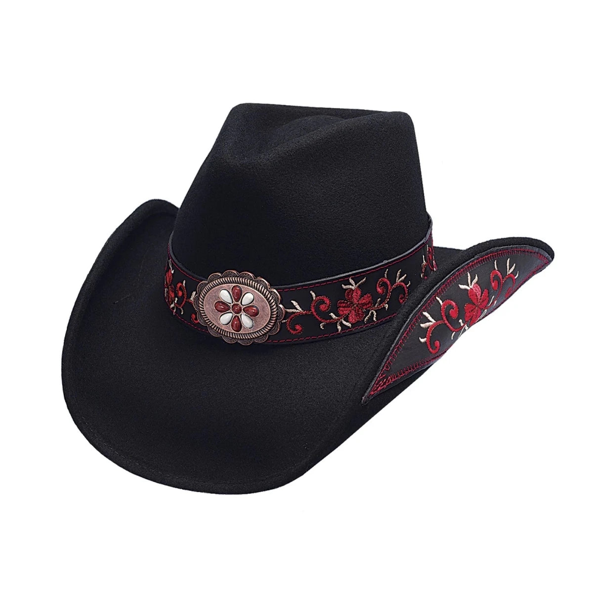 Bullhide ALL FOR GOOD Black/Red Western Cowboy Hat Premium Wool 3 3/4" Brim - OriginalWestern.com