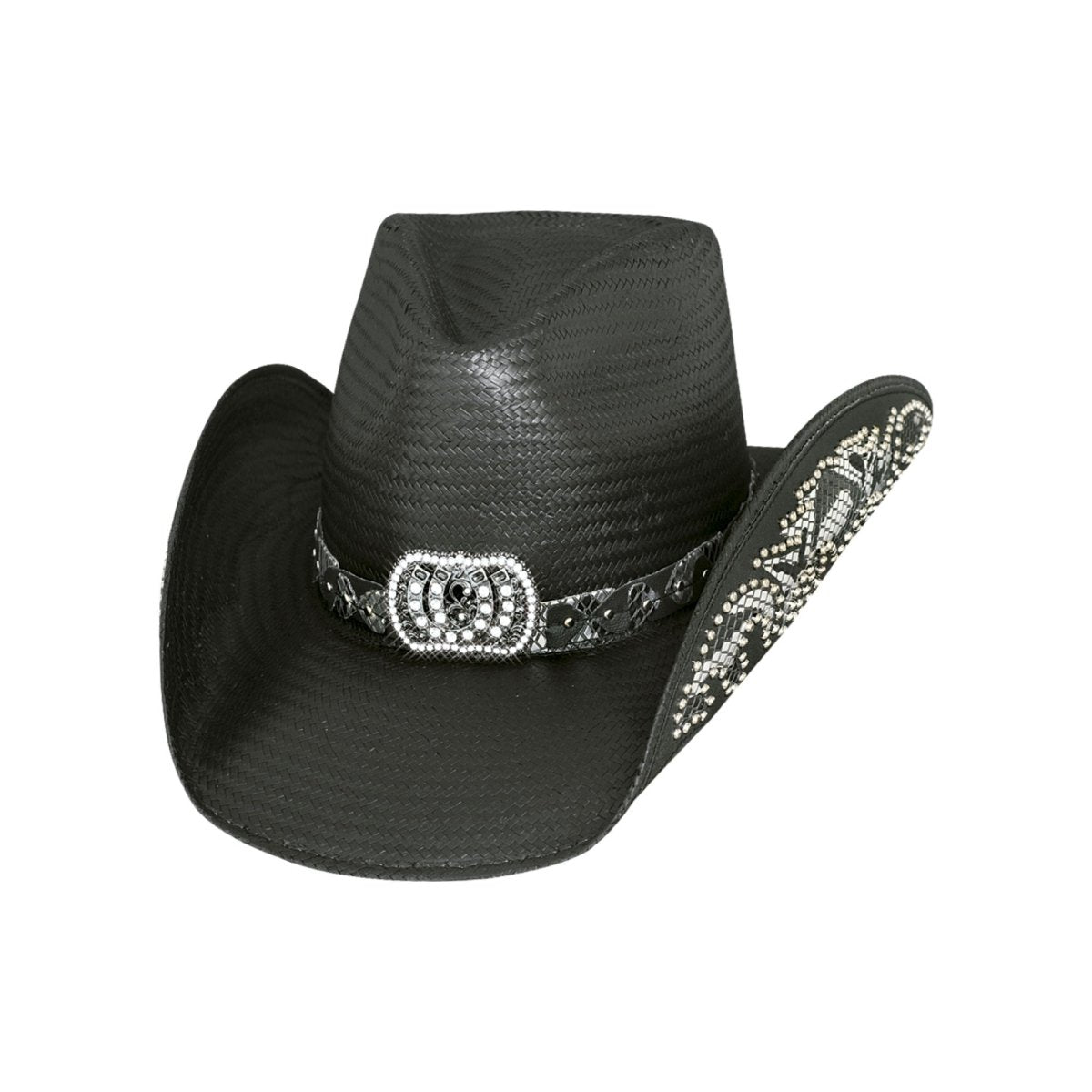 Bullhide COWGIRL FANTASY Shantung Panama Cowboy Straw Hat - Black - OriginalWestern.com